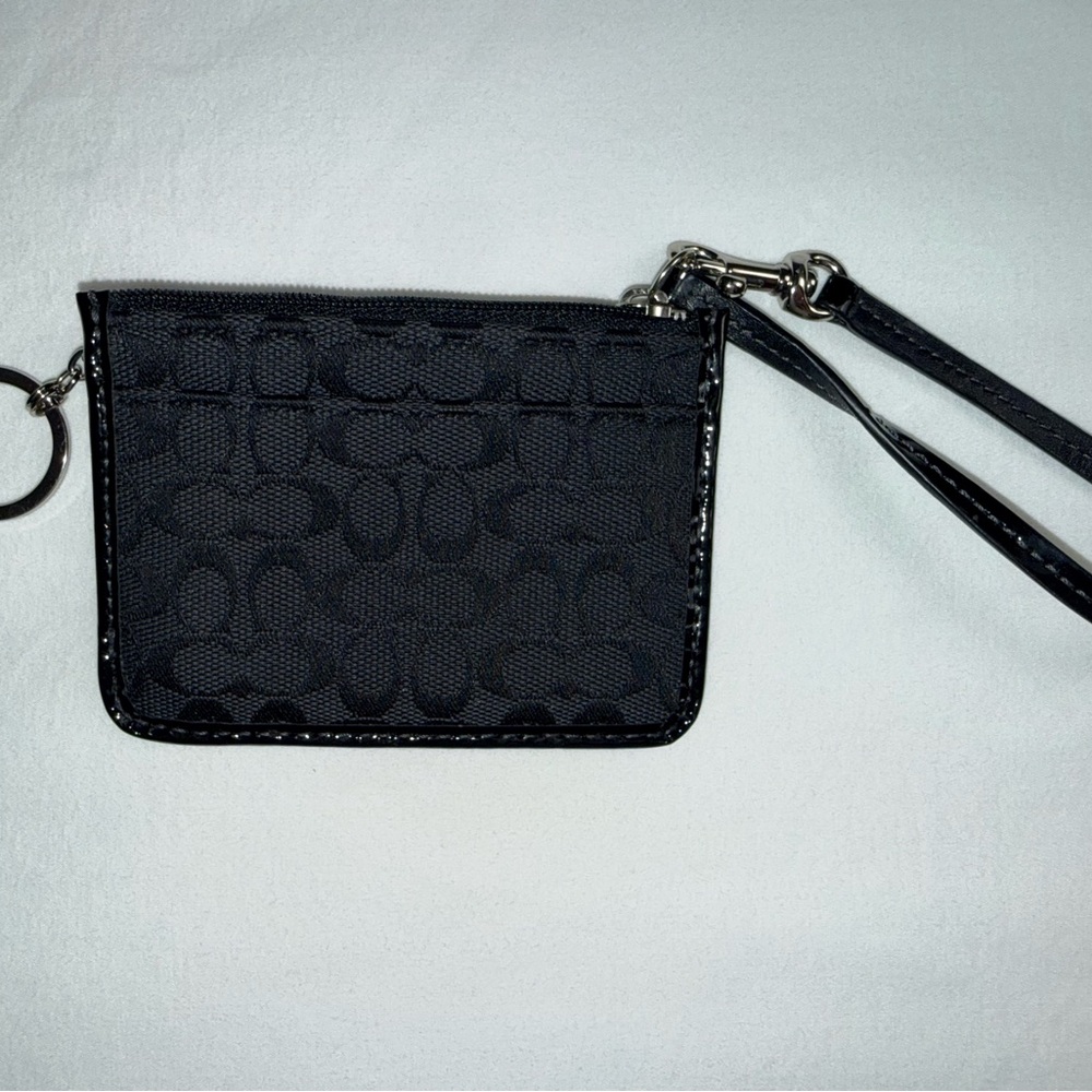 Coach Signature Canvas ID / Key Pouch Wristlet